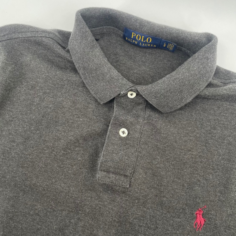 Polo Ralph Lauren Polo Shirt Mens L Gray Short Sleeve Pony Logo Cotton